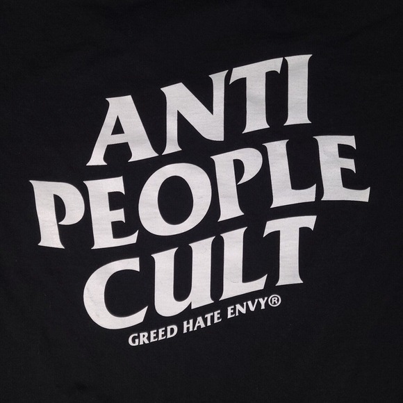 Anti People Cult T-Shirt Mens Large Black USA Made GHE Greed Hate Envy - Picture 8 of 12